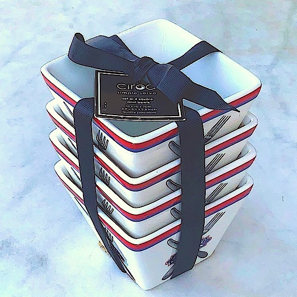 CIROA SIMPLE SERVE MINI BOWLS SQUARE KNIFE & FORK BBC NEW PORCELAIN - Picture 2 of 9